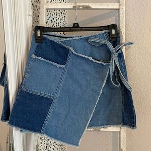 URBAN OUTFITTERS Asymmetrical Denim Wrap Skirt - SIZE SMALL